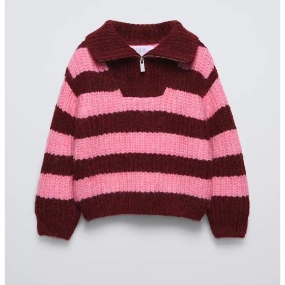 Zara Other - NWT Zara zippered striped pull over sweater 9/10
